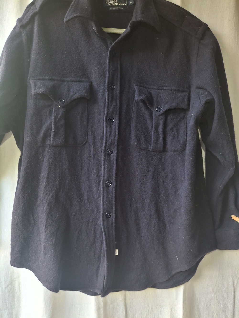 Vintage Polo by Ralph Lauren Men's Black Lambs Wool Shirt Jacket